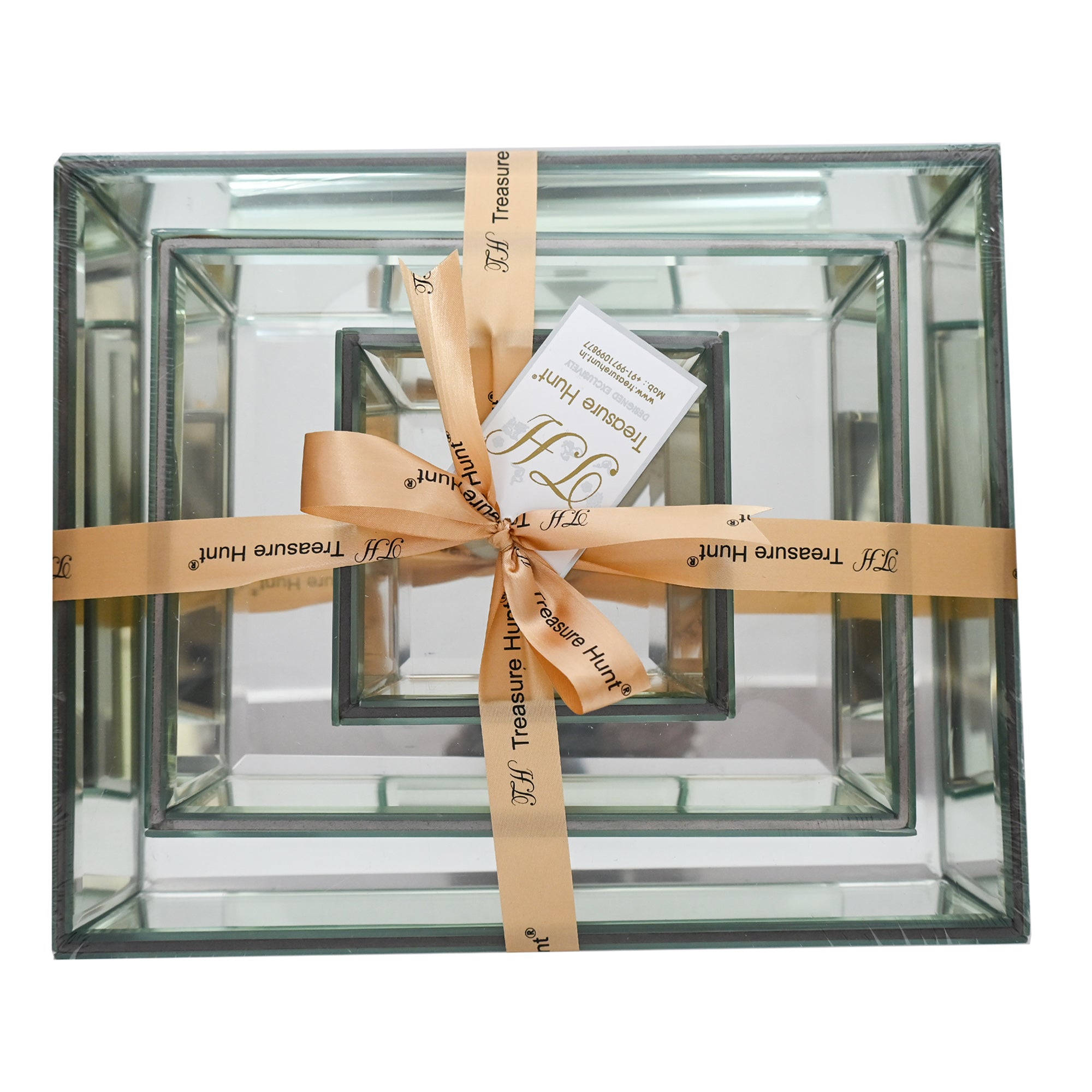 Luxury Silver Glass Tray Set of Three